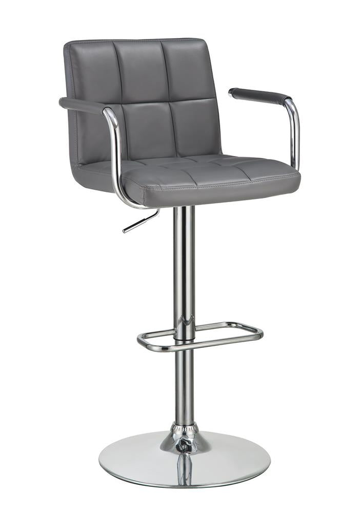 G121096 Contemporary Grey and Chrome Adjustable Bar Stool with Arms Coaster Z2 Premium