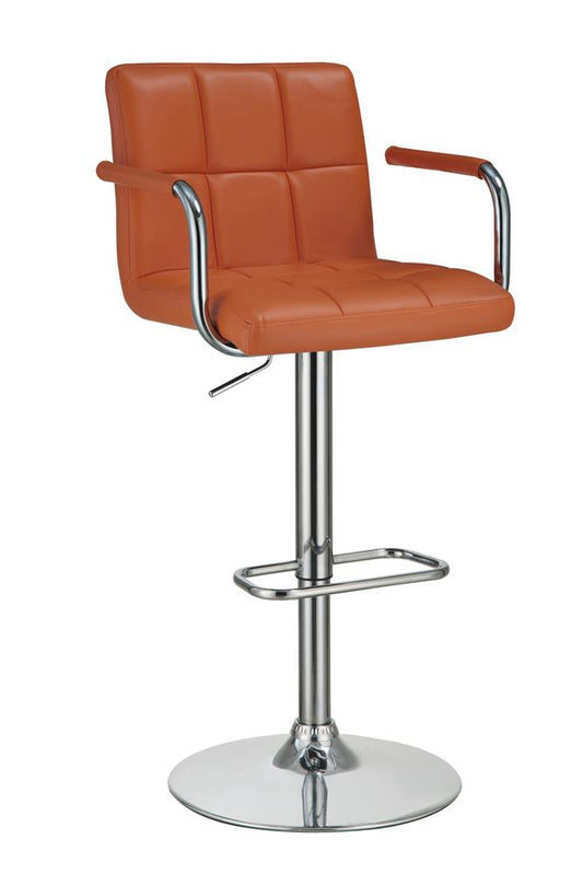 G121098 Contemporary Pumpkin and Chrome Adjustable Bar Stool with Arms Coaster Z2 Premium