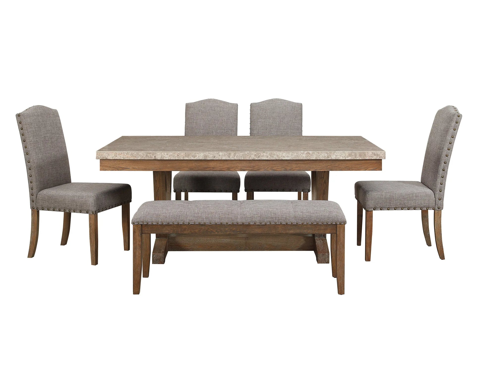 Vesper Brown/Gray Marble Rectangular Dining Set Crown Mark