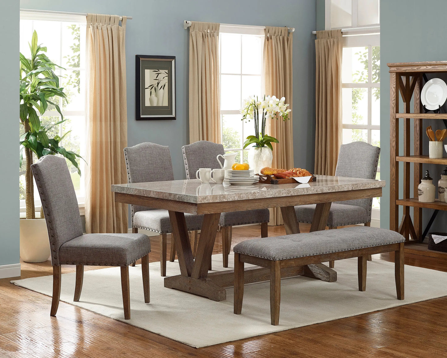 Vesper Brown/Gray Dining Bench Crown Mark