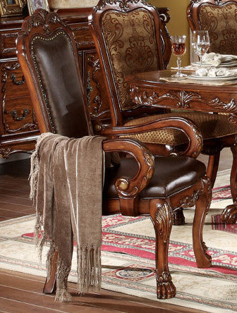 Acme Dresden Pedestal Dining Arm Chairs in Brown Cherry Oak 12154 (Set of 2) ACME East