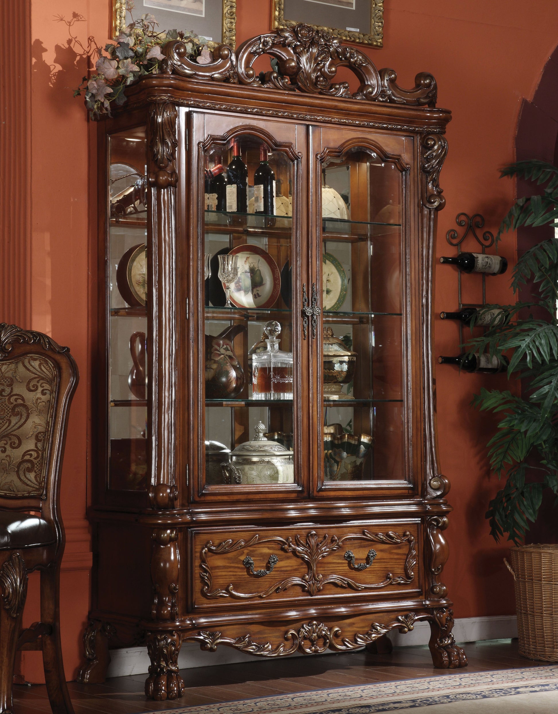 Dresden Cherry Oak Curio Cabinet ACME East