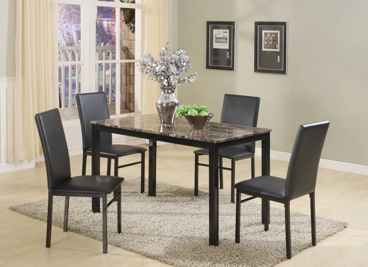 Aiden Brown/Black 5-Piece Dining Set Crown Mark