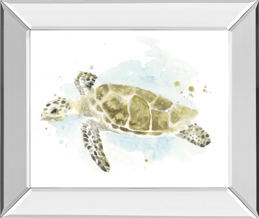 Watercolor Sea Turtle Study II By June Erica Vess - Dark Green Classy Art