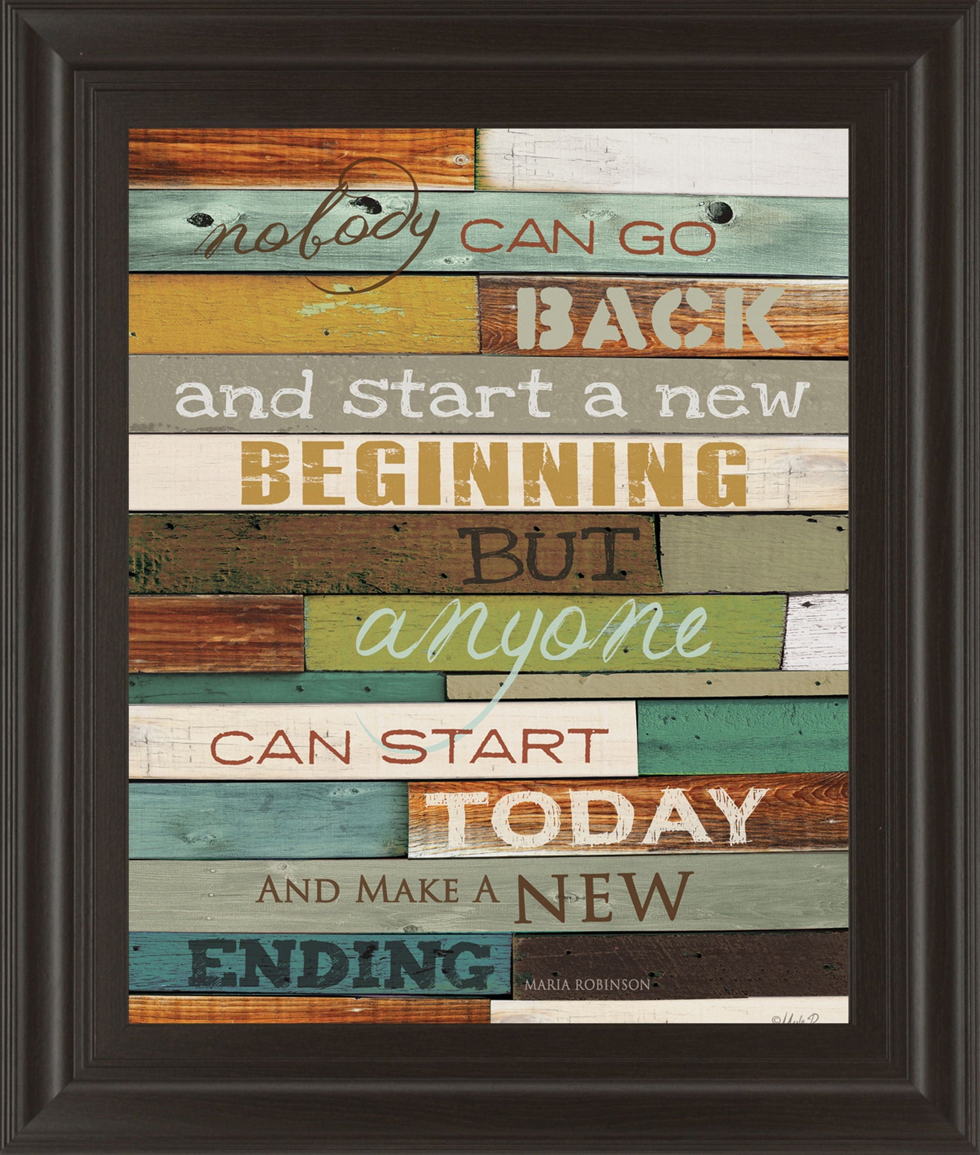 Make A New Ending By Marla Rae Motivational - Framed Print Wall Art - Dark Brown Classy Art