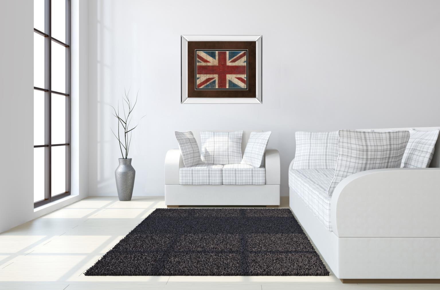 Union Jack By Avery Tillman - Mirror Framed Print Wall Art - Red Classy Art