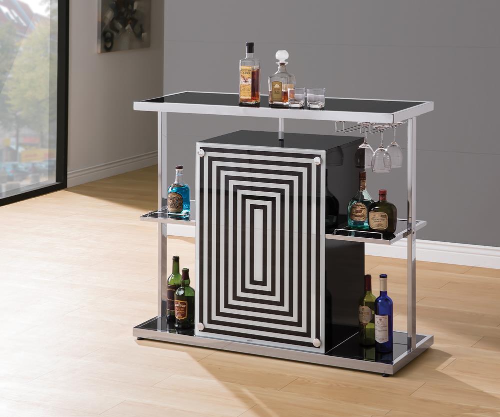 G130076 Contemporary Glossy Black Bar Unit Coaster Z2 Premium