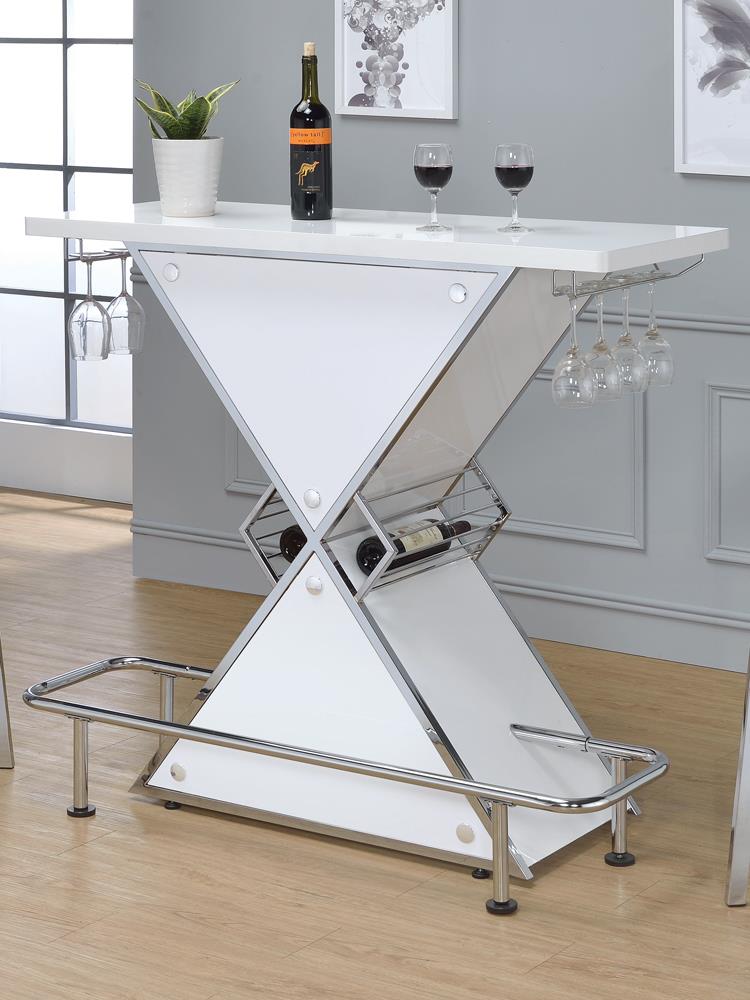 G130078 Contemporary White Stacked Triangle Bar Unit Coaster Z2 Premium