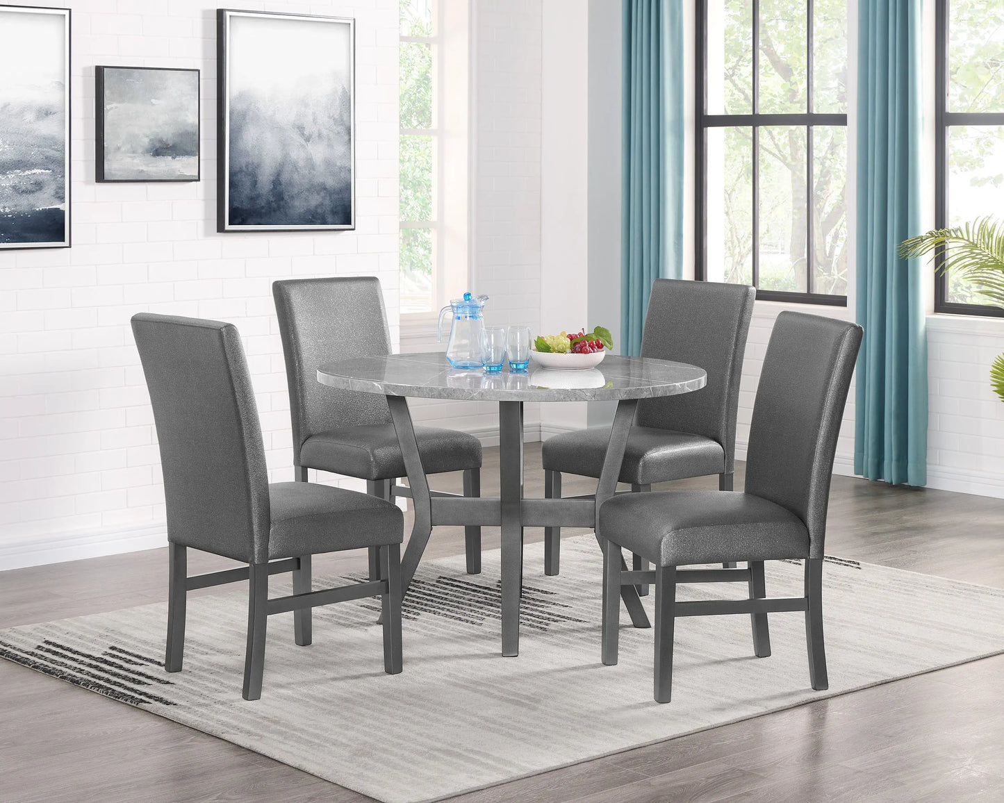 Judson Glitter Gray 5-Piece Dining Set Crown Mark