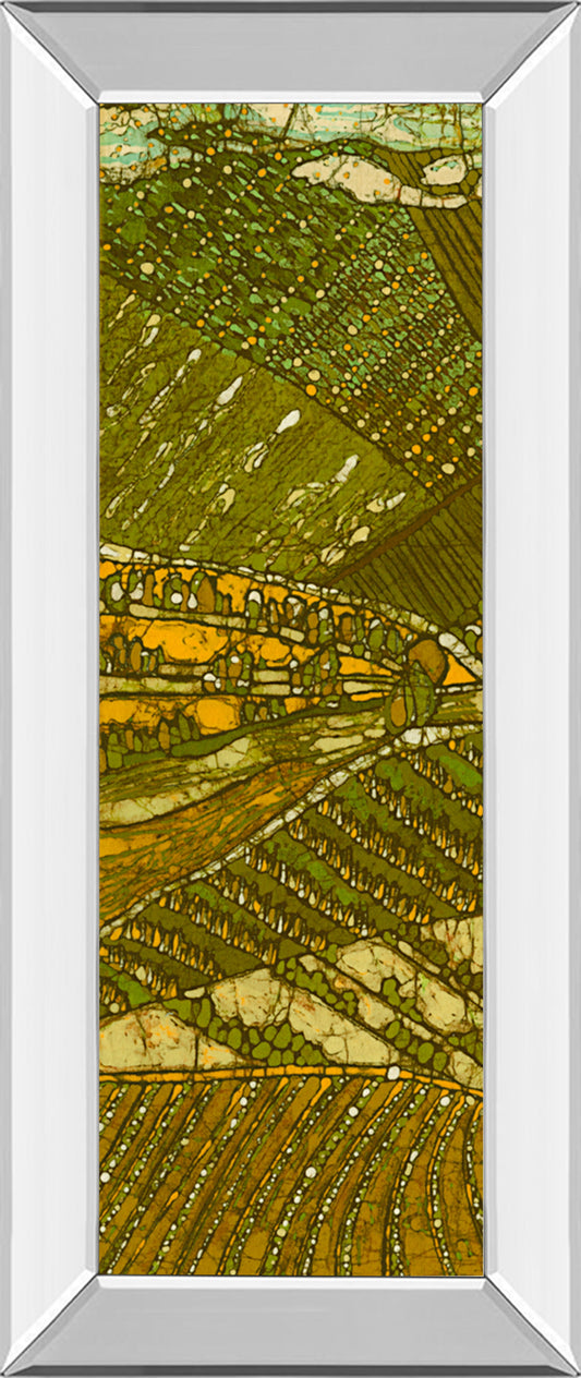 Vineyard Batik I By Andrea Davis - Mirror Framed Print Wall Art - Green Classy Art