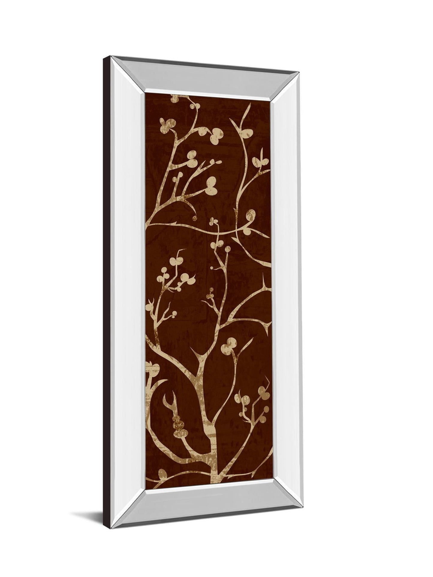 Branching Out I By Diane Stimson - Mirror Framed Print Wall Art - Dark Brown Classy Art