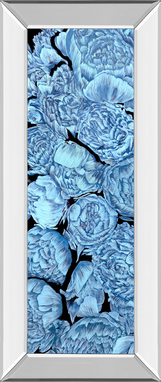 Blue Peonies I By Melissa Wang - Mirror Framed Print Wall Art - Blue Classy Art