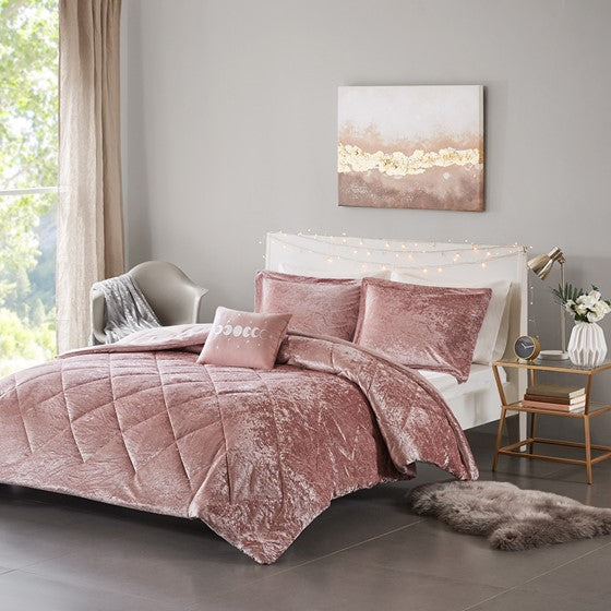 Velvet Duvet Cover Set Blush Cal King Olliix.com