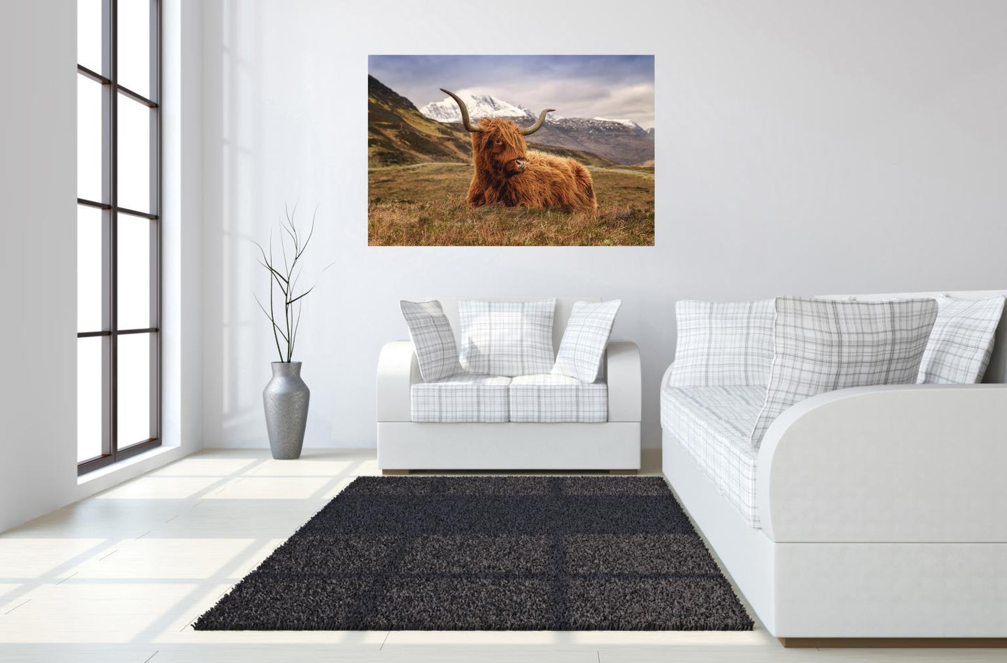 Tempered Glass With Foil - Highland Cow 2 - Light Brown Classy Art