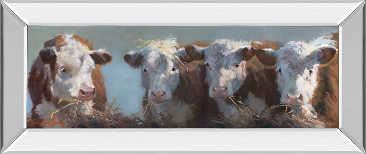 Little Bull & The Babes By Carolyne Hawley - Framed Print Wall Art - White Classy Art