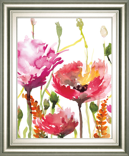 Blooms And Buds By Rebecca Meyers - Framed Print Wall Art - Pink Classy Art