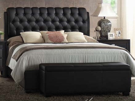 Acme Ireland Eastern King PU Platform Bed in Black 14347EK ACME East