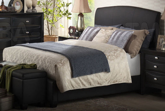 Acme Ireland Full PU Panel Bed with Rounded Headboard in Black 14440F ACME East