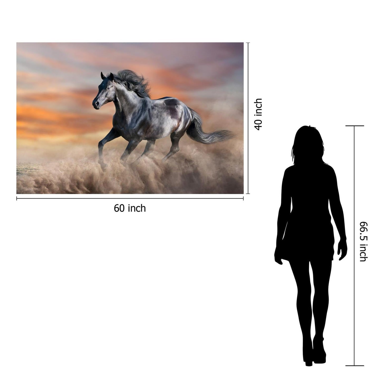 Tempered Glass With Foil - Running Horse - Dark Gray Classy Art