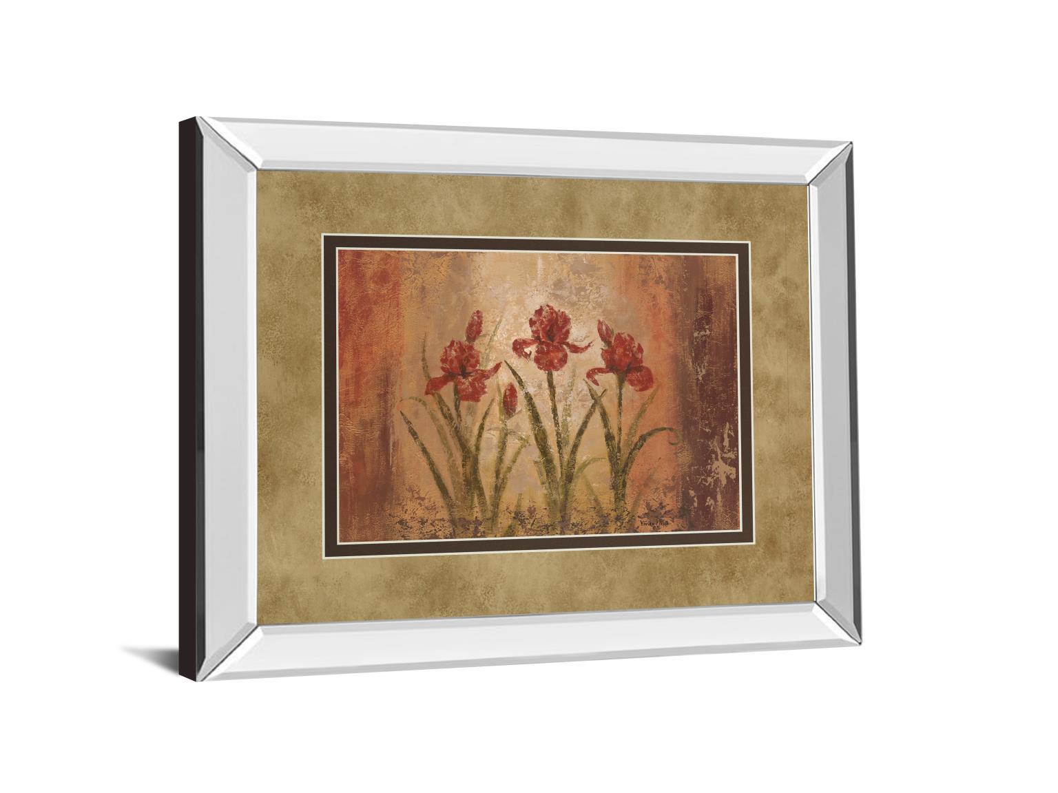 The Iris Style By Vivian Flasch - Mirror Framed Print Wall Art - Red Classy Art