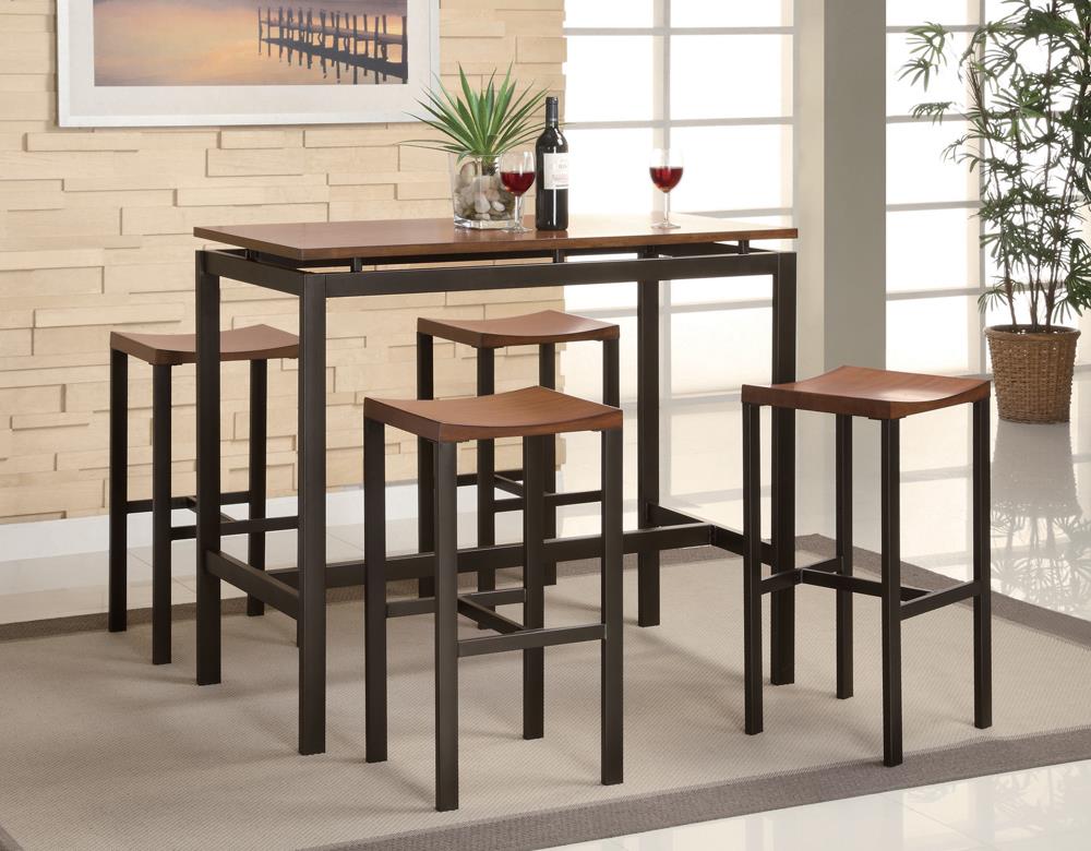 Atlas Birch Veneer and Black Five-Piece Dining Set Coaster Z2 Premium