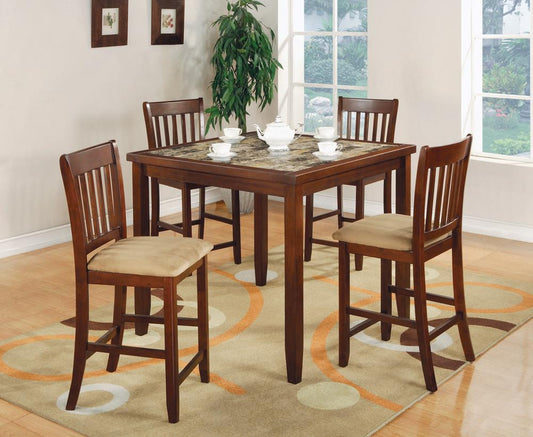 Five-Piece Casual Cherry Counter-Height Dining Set Coaster Z2 Premium