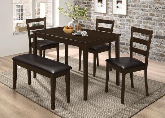 Taraval Cappuccino Five-Piece Dining Set With Bench Coaster Z2 Premium