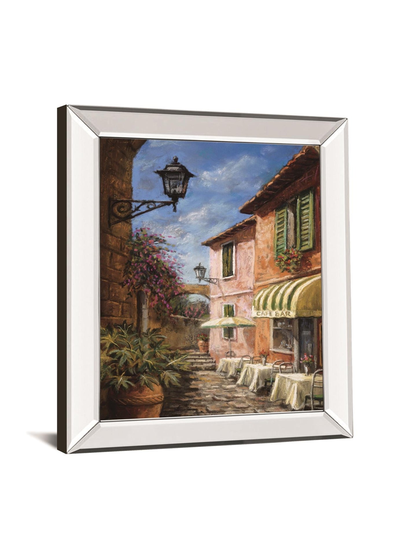 Through The Archway By Surridge, M - Mirror Framed Print Wall Art - Blue Classy Art