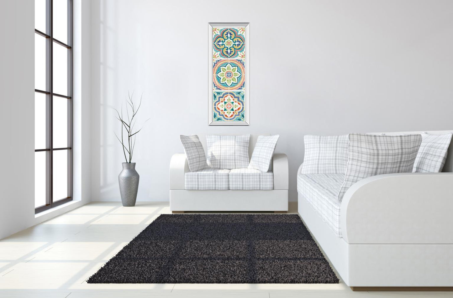 Colorful Journey VII By Pela Studio - Mirrored Frame Wall Art - Light Blue Classy Art