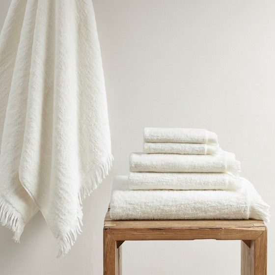 Cotton Dobby Slub 6 Piece Towel Set Ivory Olliix.com