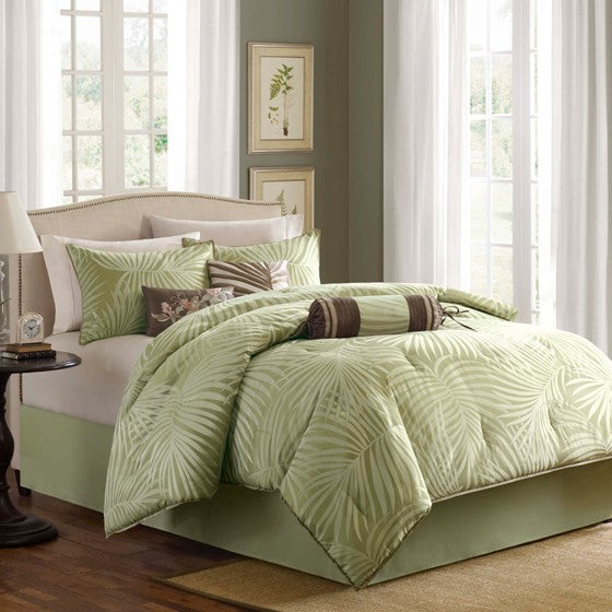 7 Piece Comforter Set Olive Green King Olliix.com