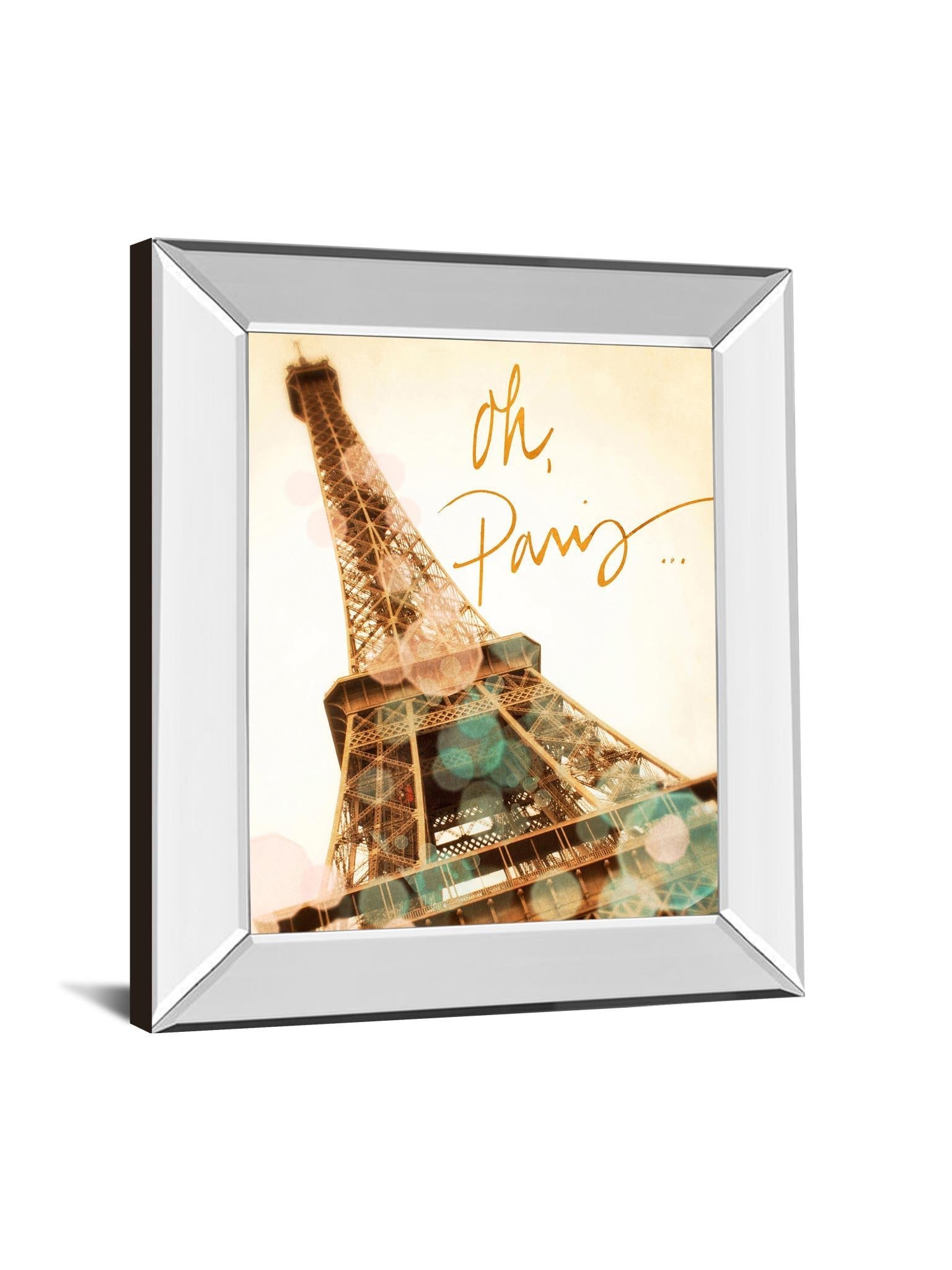 Oh Paris By Emily Navas - Mirror Framed Print Wall Art - Beige Classy Art