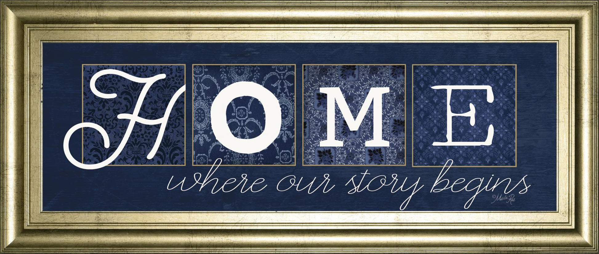 18x42 Home Where Our Story Begins By Marla Rae - Blue Classy Art