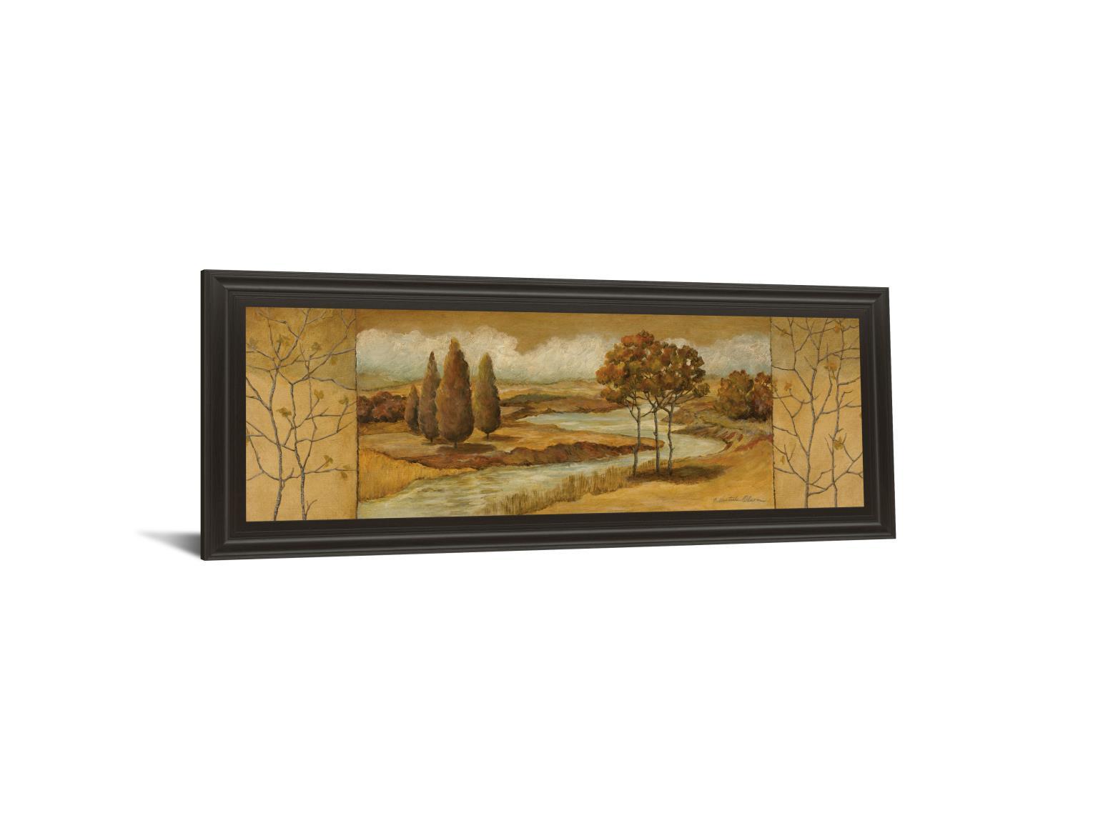 River Scene I - Framed Print Wall Art - Dark Brown Classy Art