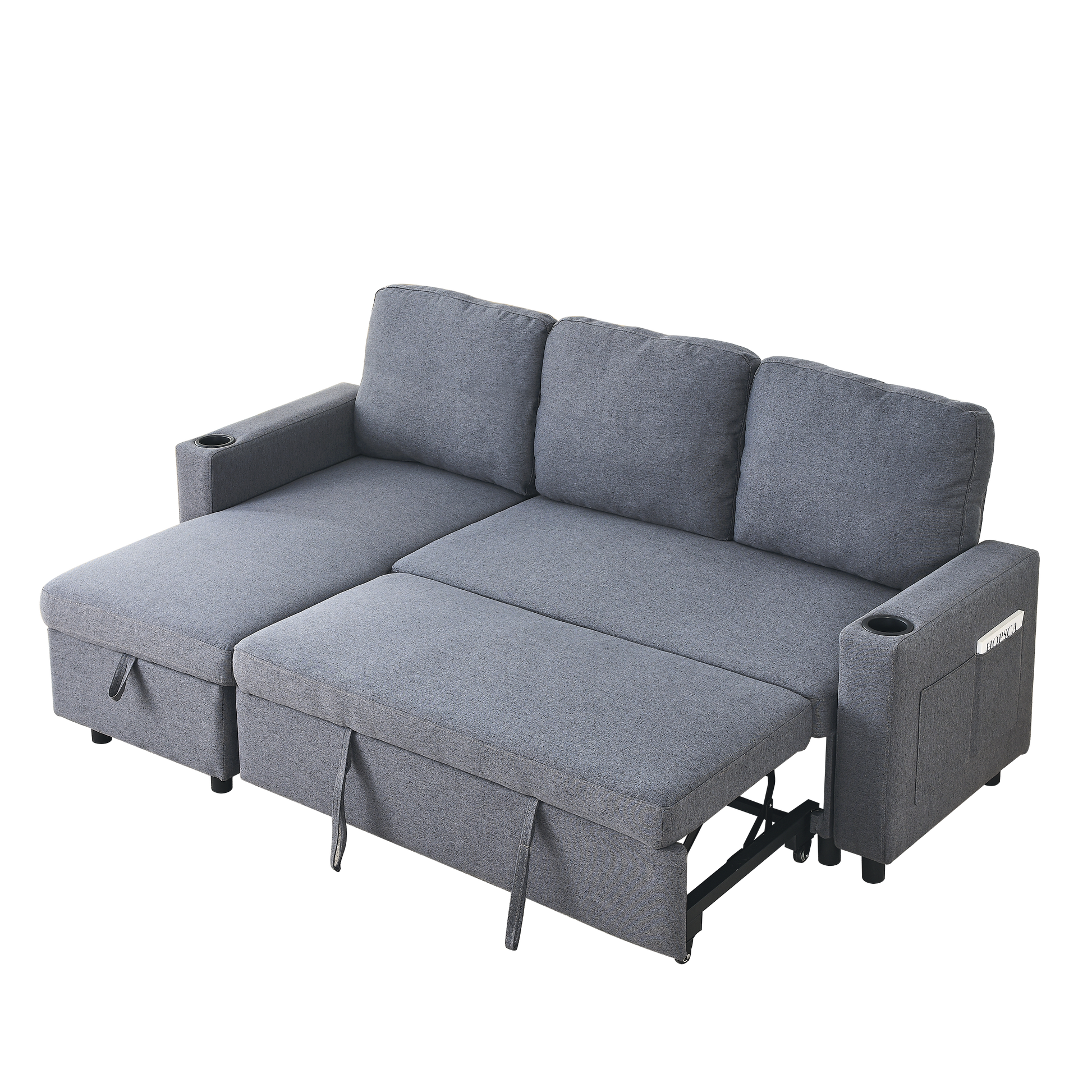 FX78.7"Comfortable Linen L-Shaped Combo Sofa Sofa Bed, Living Room Furniture Sets for Tight Spaces, Reversible Sleeper Combo Sofa with Pullout Bed,Reversible Sofa Bed for Living Room, Office, Apartmen House to Home Furnishings LLC