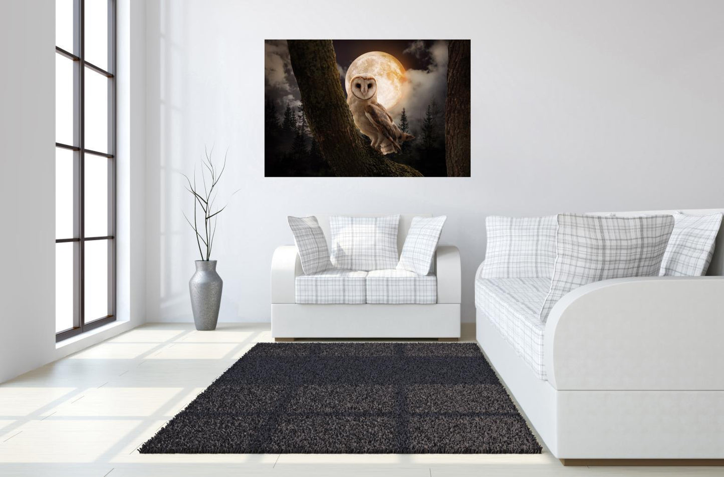 Tempered Glass With Foil - Night Owl - Dark Gray Classy Art