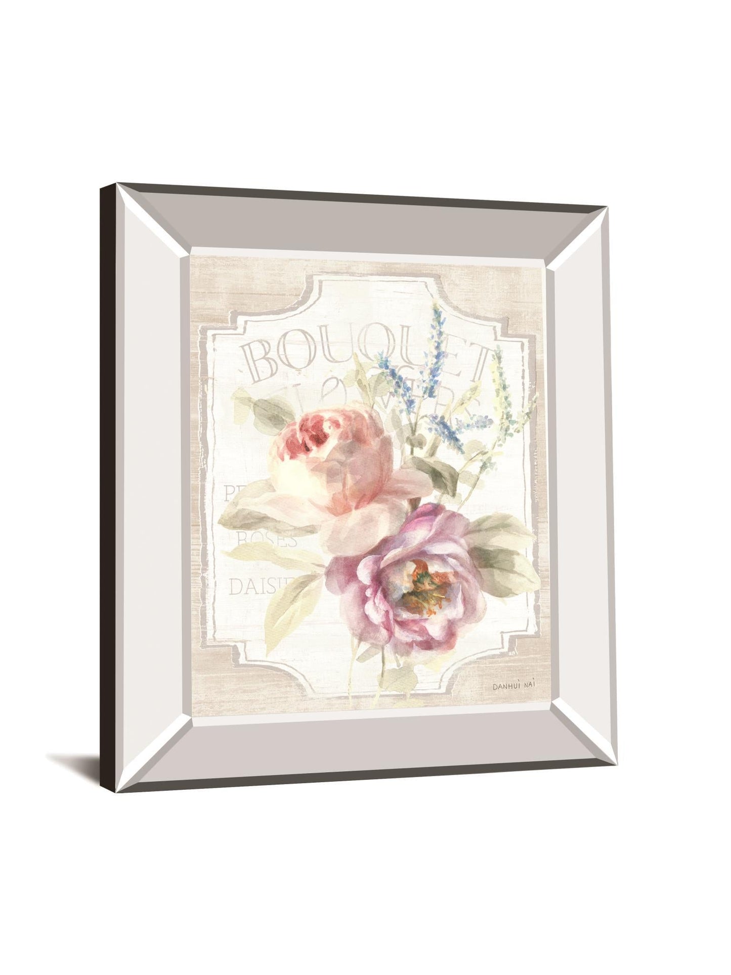 Cottage Garden V On Wood By Danhui Nai - Mirror Framed Print Wall Art - White Classy Art