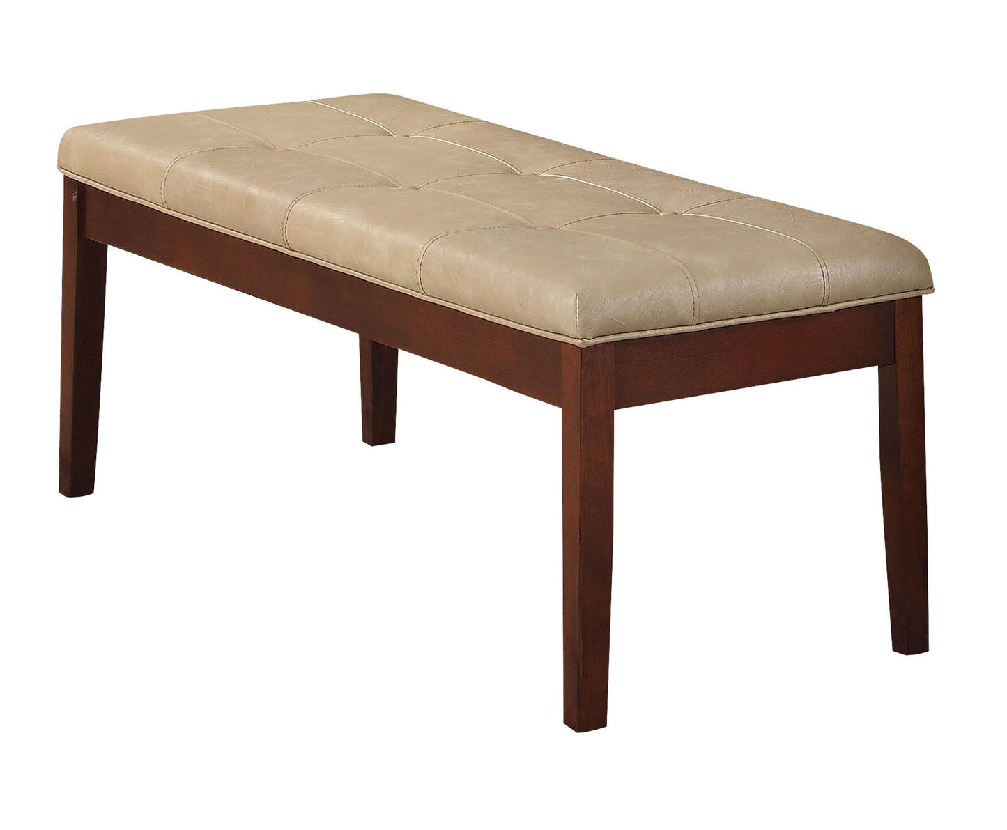 Britney Cream PU & Walnut Bench ACME East