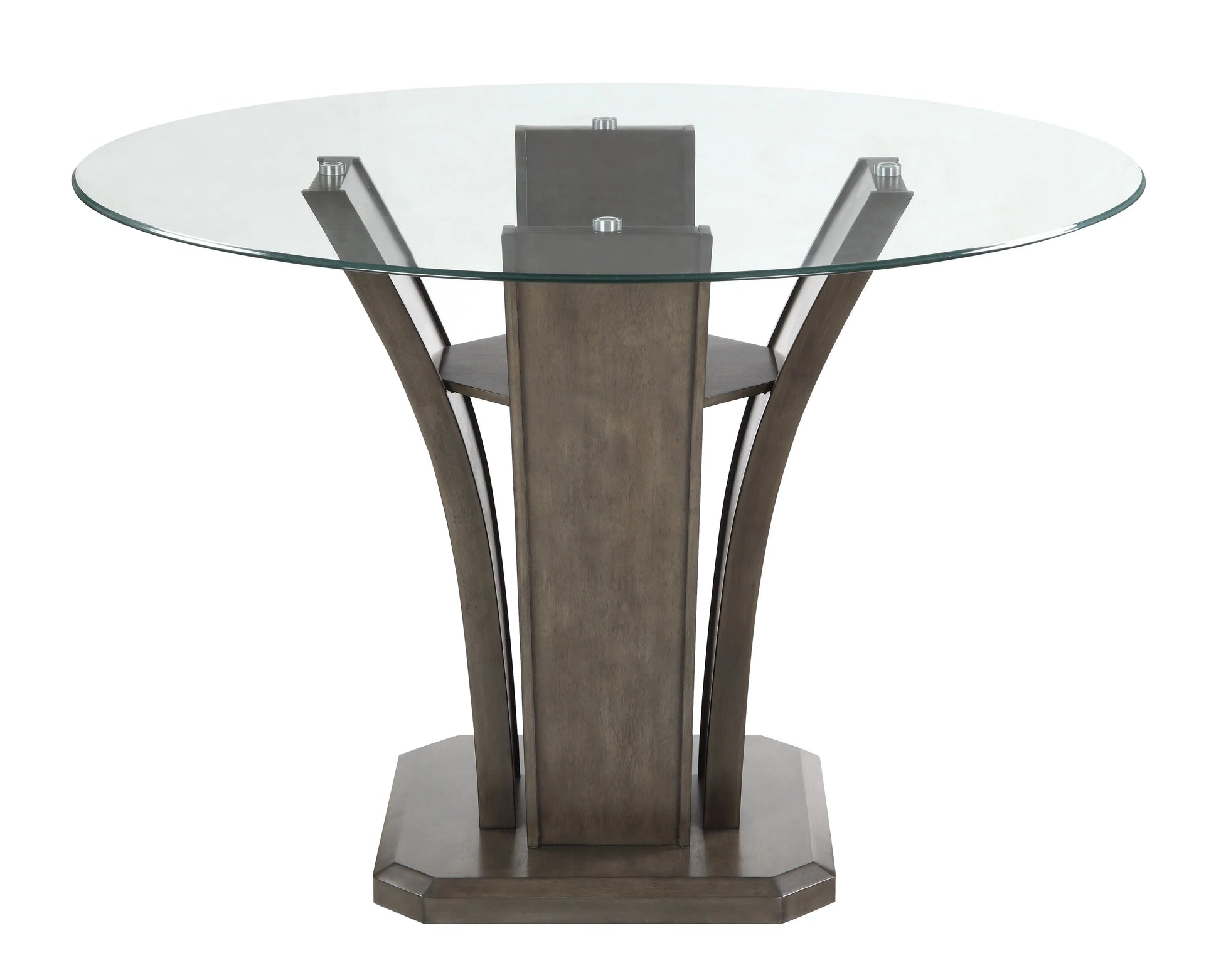 Camelia Gray Round Glass-Top Counter Height Dining Set Crown Mark