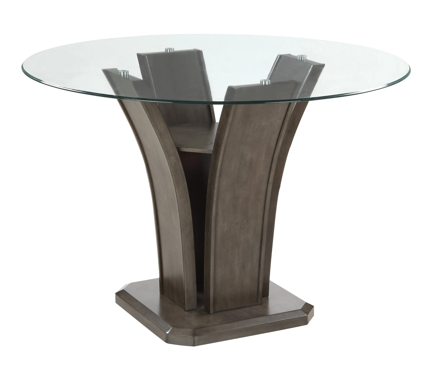 Camelia Gray Round Glass-Top Counter Height Dining Set Crown Mark