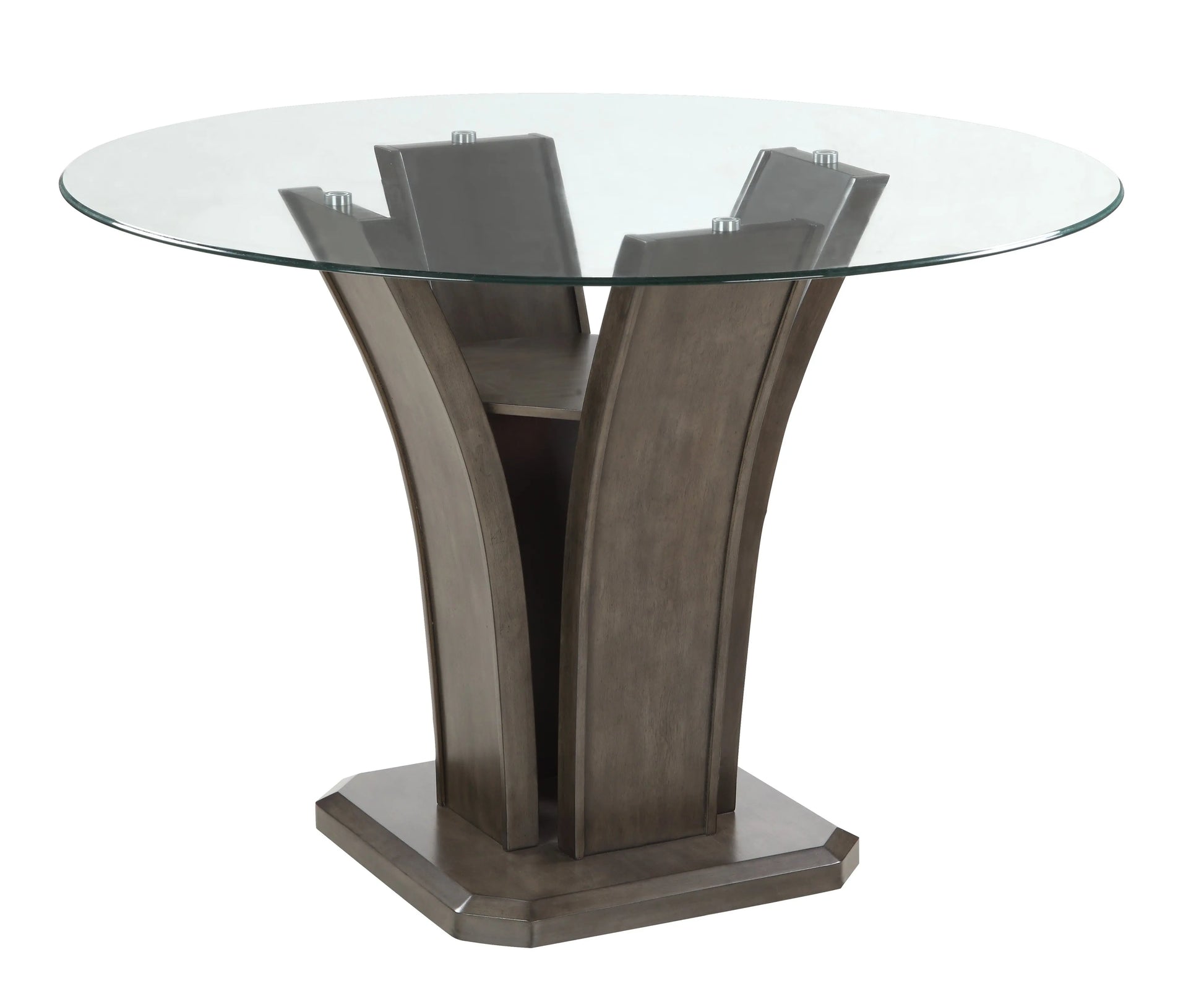 Camelia Gray Round Glass-Top Counter Height Table Crown Mark