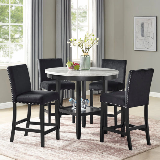 Lennon Black Round Counter Height Dining Set Crown Mark