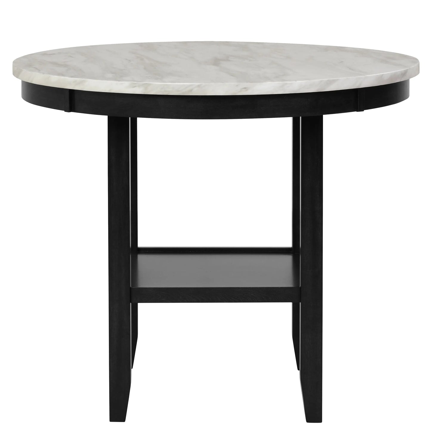 Lennon Black/White Faux Marble-Top Round Counter Height Table Crown Mark