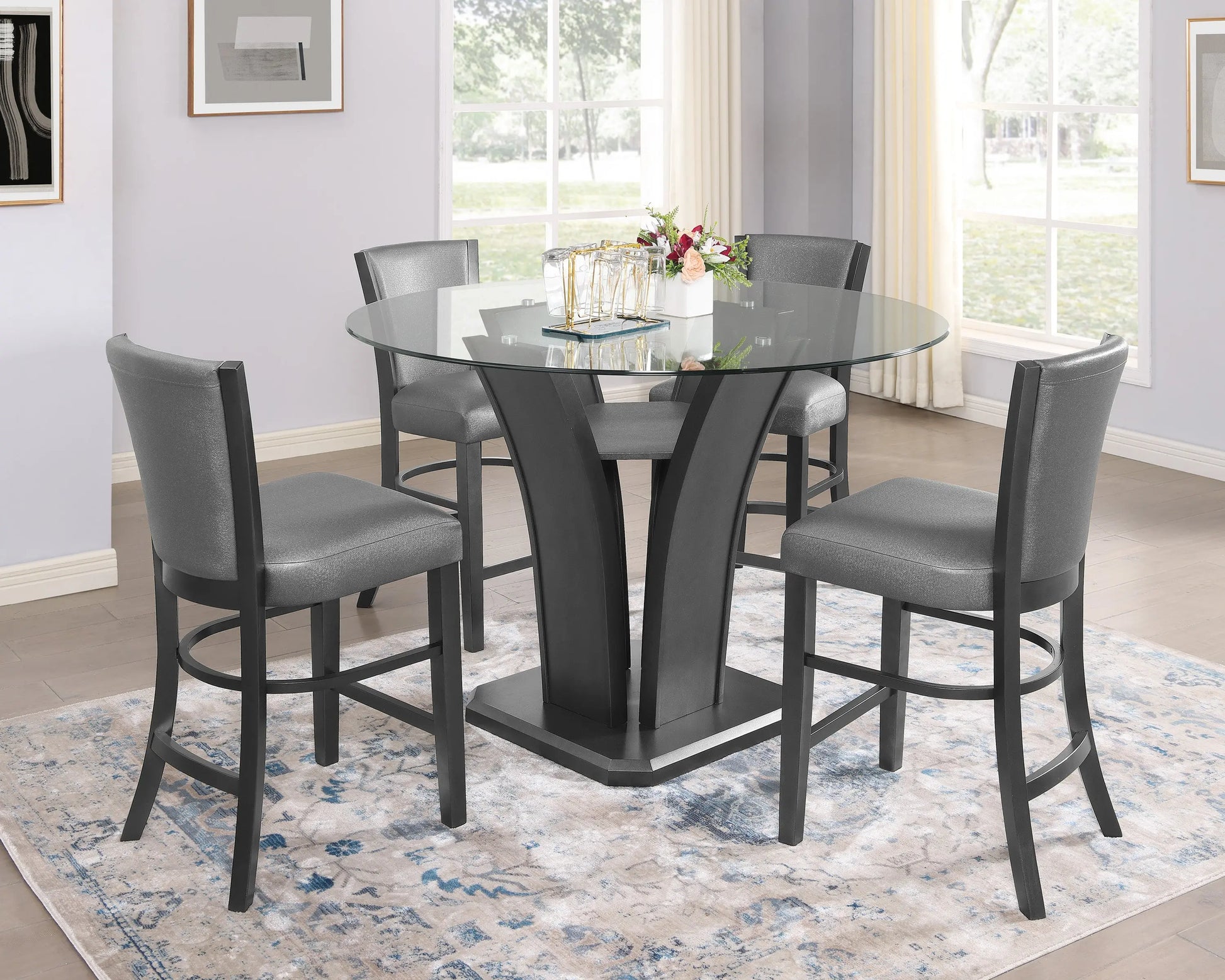 Camelia Gray Round Counter Height Table Crown Mark