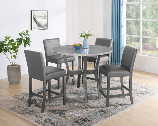 Judson Glitter Gray 5-Piece Counter Height Dining Set Crown Mark