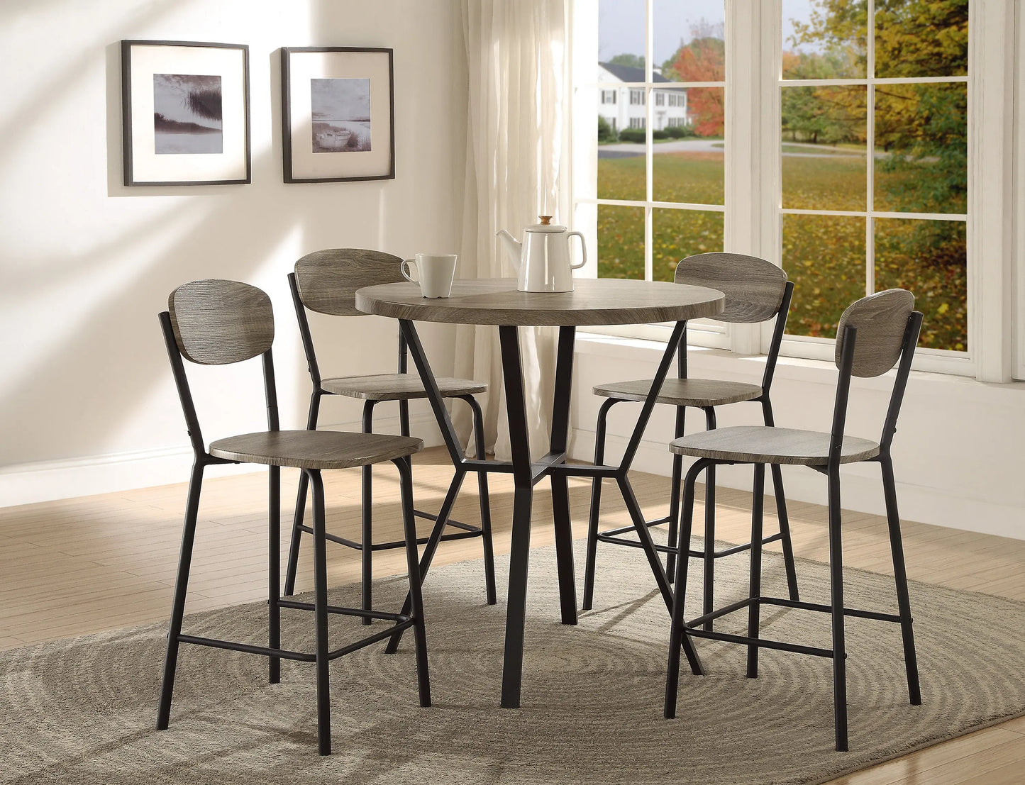 Blake Gray 5-Piece Round Counter Height Dining Set Crown Mark