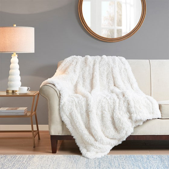 Faux Fur Throw 50x60" Ivory Olliix.com