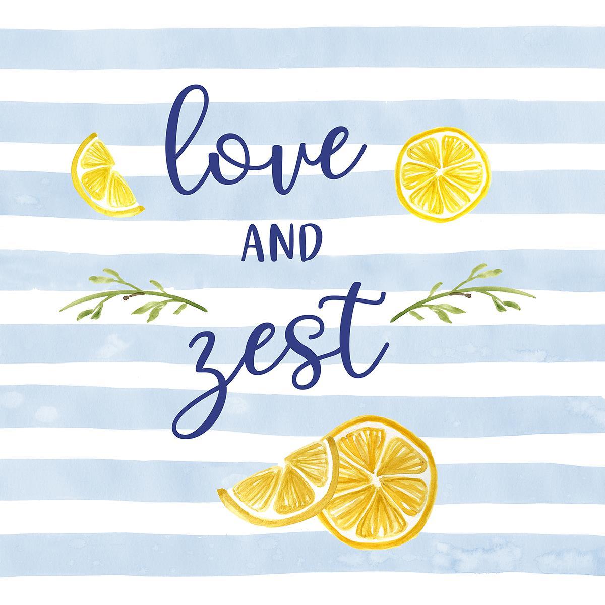 Love And Zest Lemons By Carol Robinson (Framed) - Light Blue Classy Art