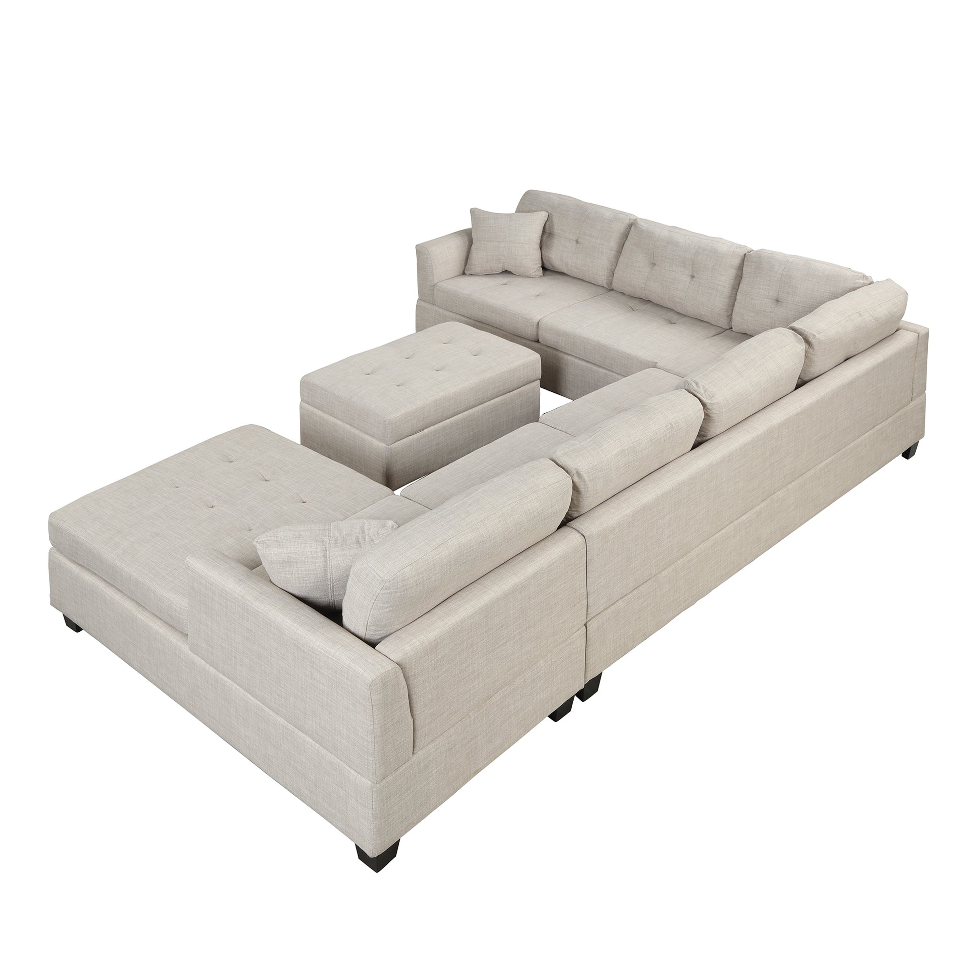 121.3" Oversized Sectional Sofa with Storage Ottoman, U Shaped Sectional Couch with 2 Throw Pillows for Large Space Dorm Apartment House to Home Furnishings LLC