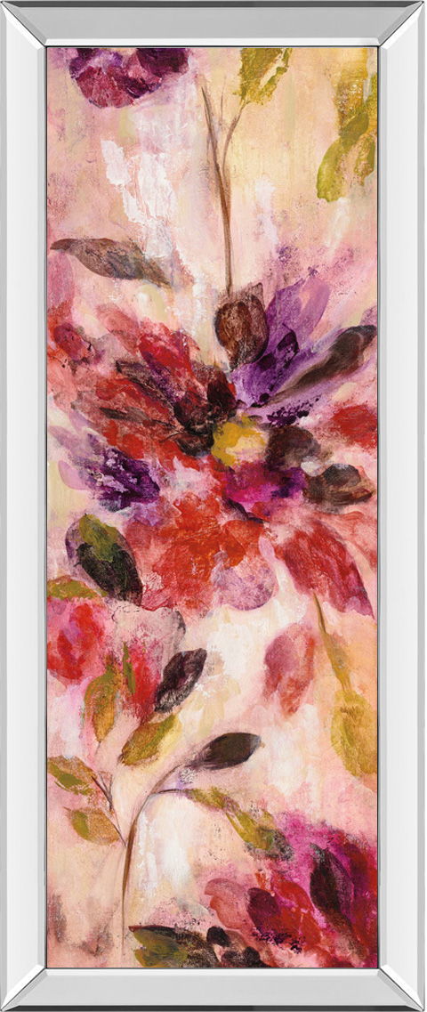 Exuberant Florals I By Silvia Vassileva - Mirrored Frame Wall Art - Pink Classy Art